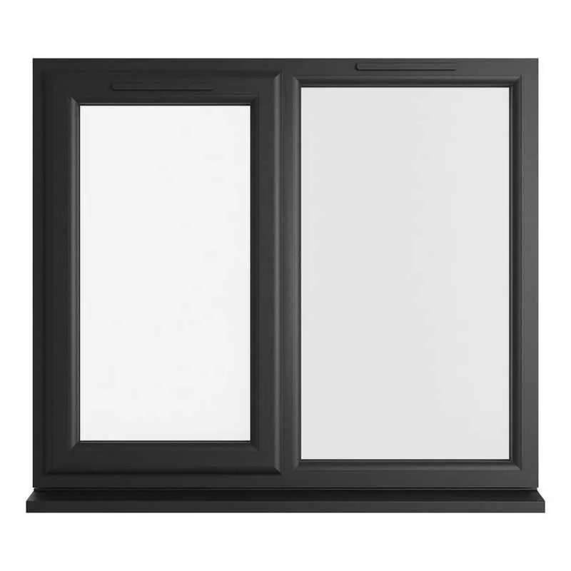 Left Hand On Window Crystal Left Hand Side Hung with Fixed Light Black/White uPVC Clear ...