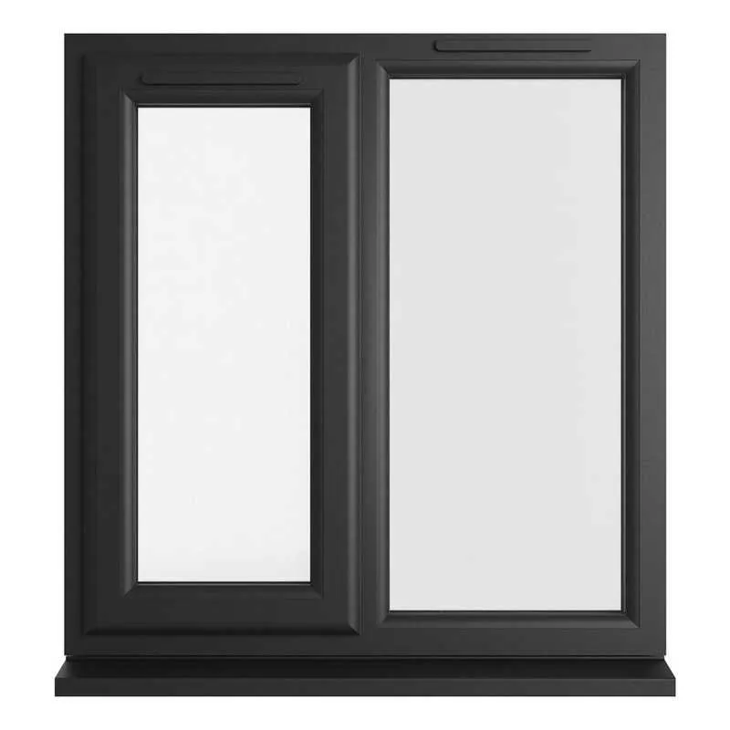 Left Hand On Window Crystal Left Hand Side Hung with Fixed Light Black/White uPVC Clear ...