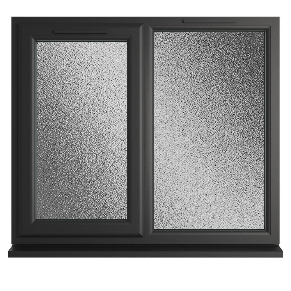 Crystal Left Hand Side Hung with Fixed Light Black/White uPVC Obscure Double Glazed Window