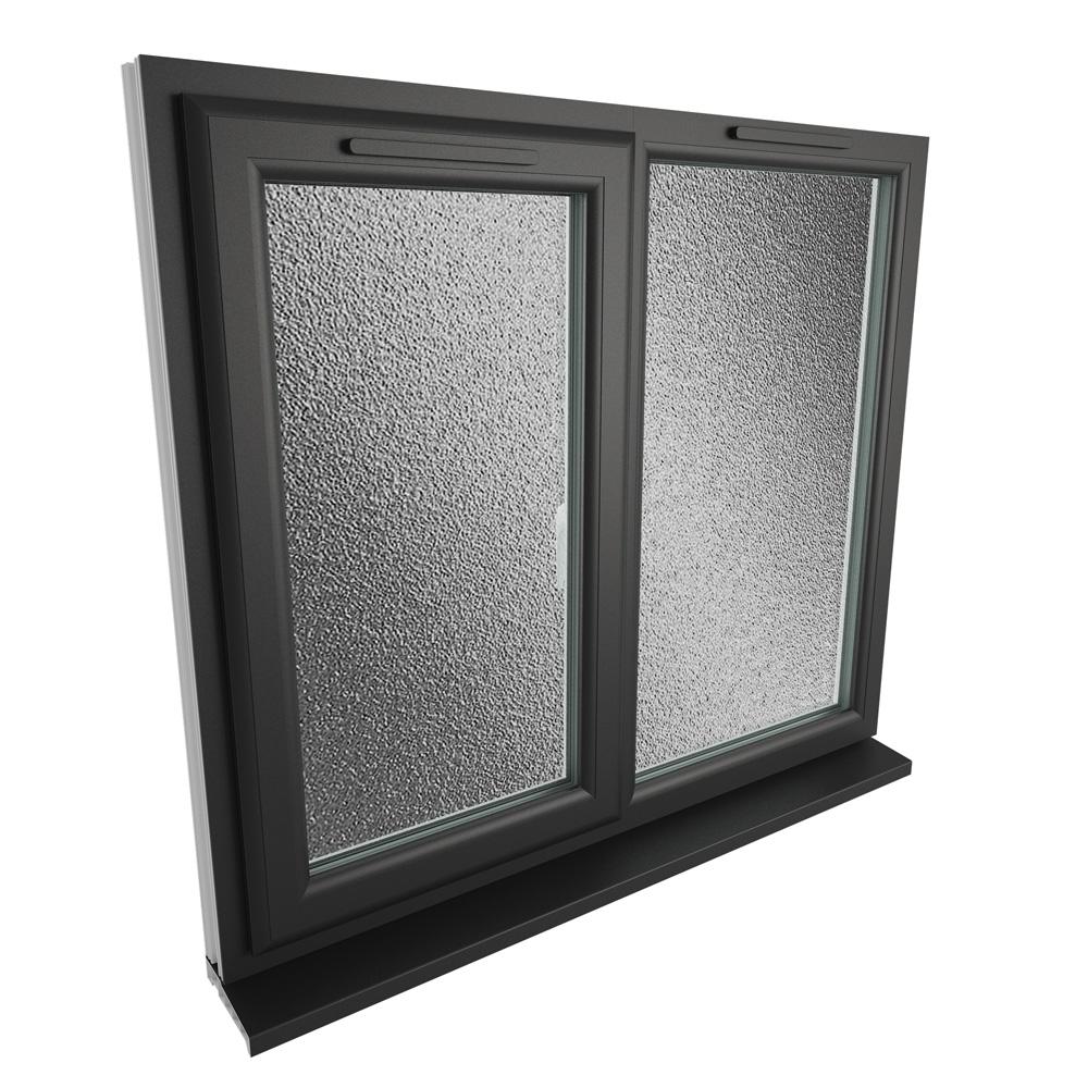 Crystal Left Hand Side Hung with Fixed Light Black/White uPVC Obscure ...