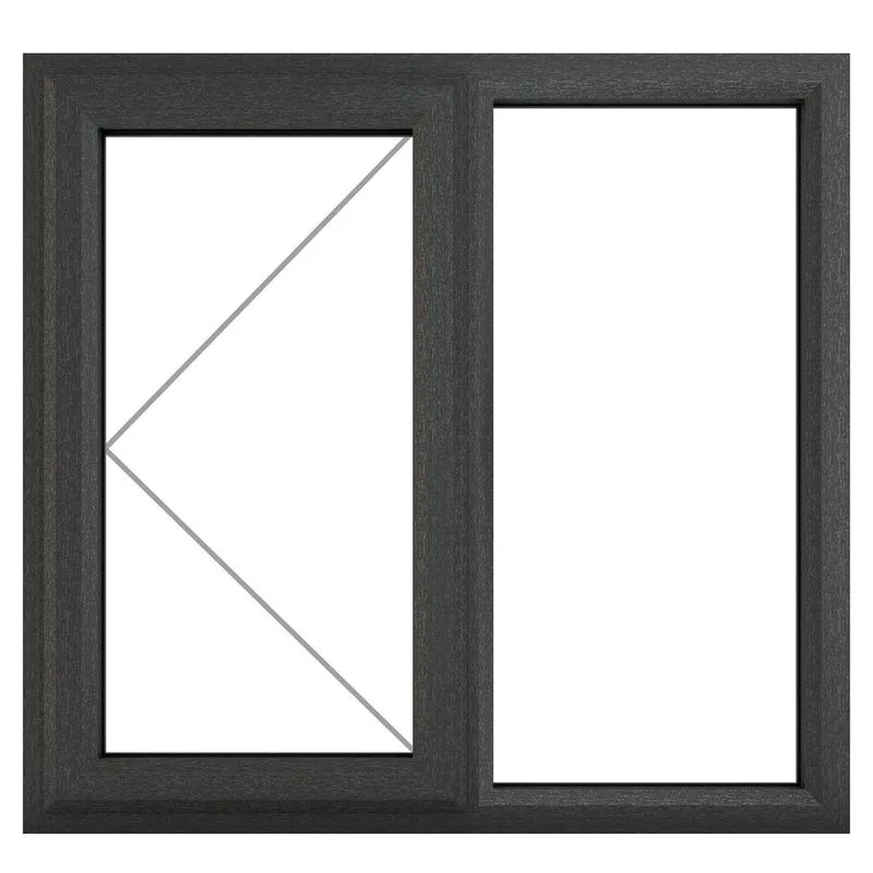 Crystal Left Hand Side Hung with Fixed Light Grey uPVC Casement Clear ...