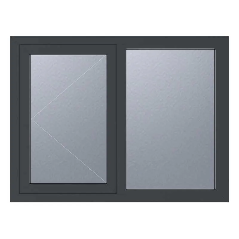Left Hand On Window Crystal Left Hand Side Hung with Fixed Light Grey uPVC Casement Obscure ...