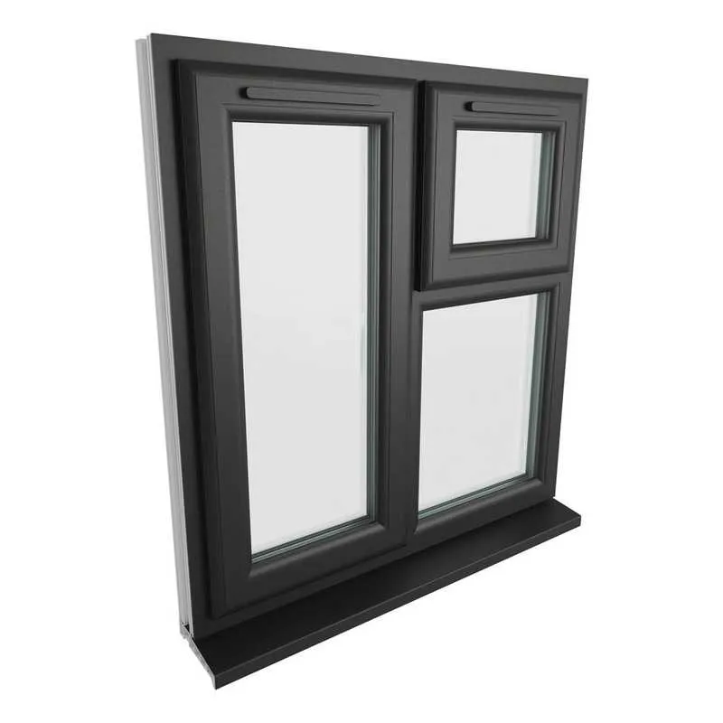 Left Hand On Window Crystal Left Hand Side Hung with Top Opening Over Fixed Light Black ...