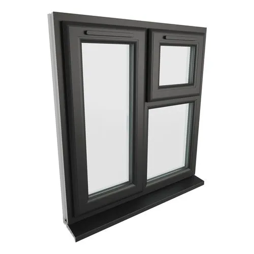 Operating Left Window Crystal Left Hand Side Hung with Top Opening Over Fixed Light Black ...