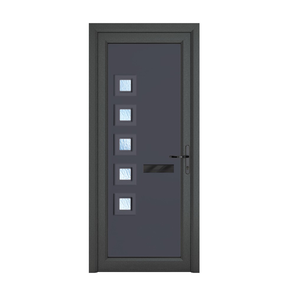Crystal Malaga Grey uPVC 5 Obscure Glass Front Door