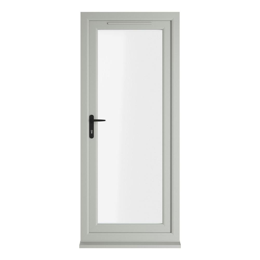 Crystal Right Hand Opening Agate Grey/White uPVC Clear Fully Triple Glazed Single Door