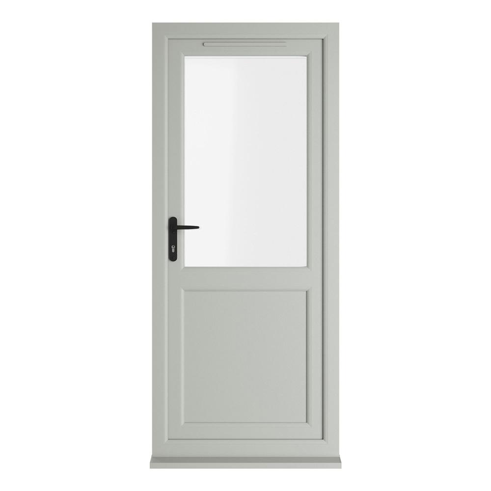 Crystal Right Hand Opening Agate Grey/White uPVC Clear Half Triple Glazed Single Door