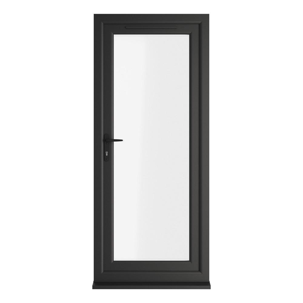 Crystal Right Hand Opening Black/White uPVC Clear Fully Triple Glazed Single Door