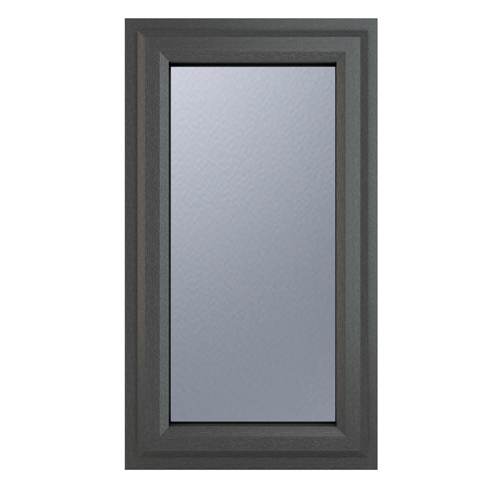 Crystal Right Hand Side Hung Grey uPVC Casement Obscure Double Glazed Window