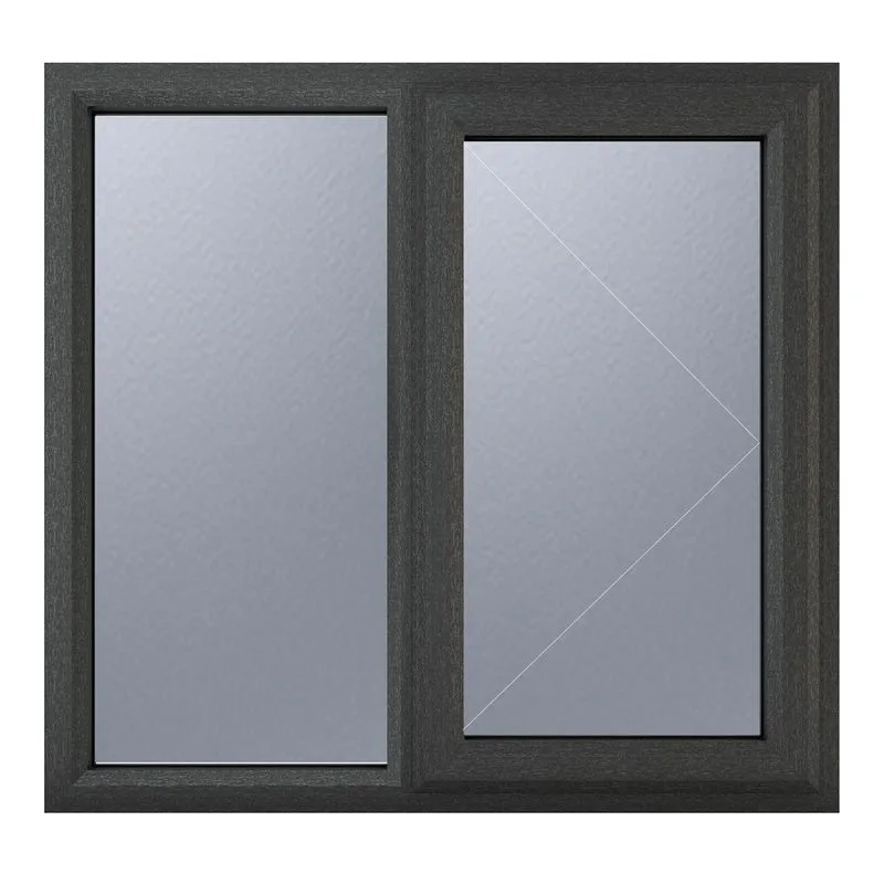 Crystal Right Hand Side Hung with Fixed Light Grey uPVC Casement ...