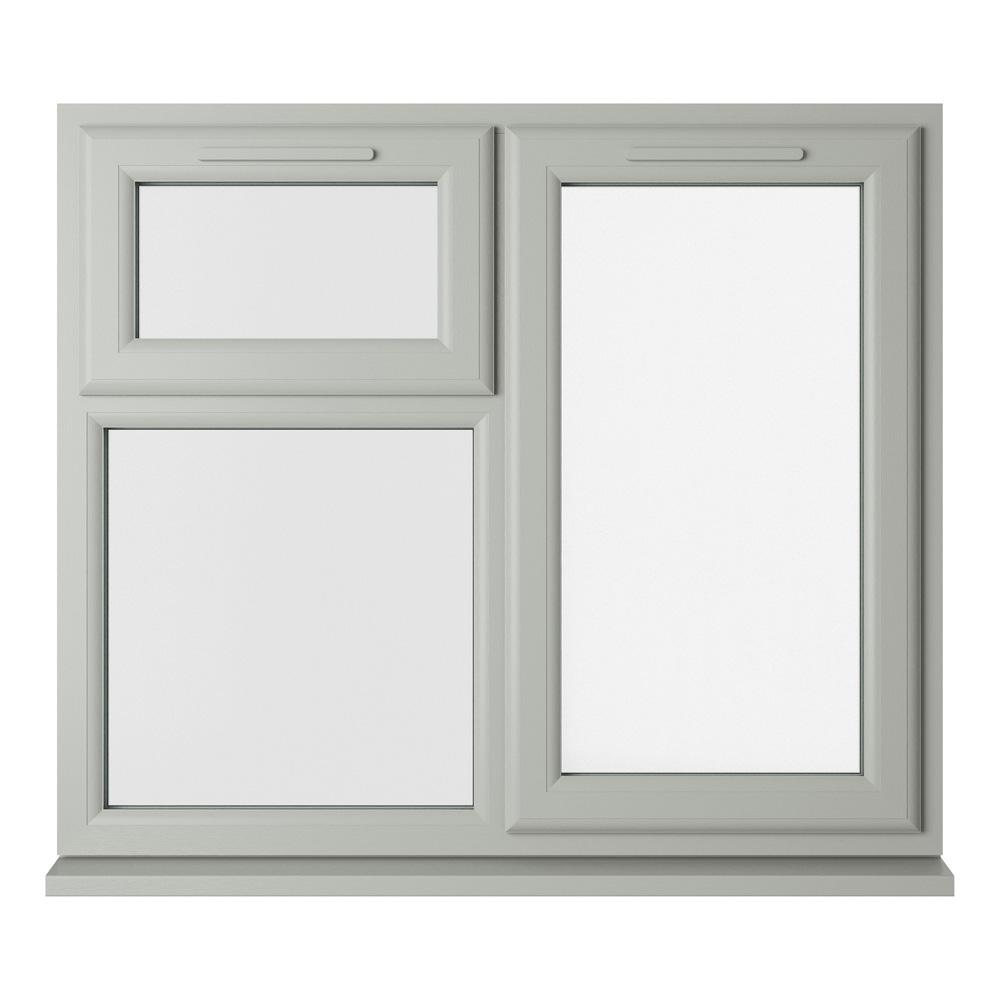 Crystal Right Hand Side Hung with Top Opening Over Fixed Light Agate Grey/White uPVC Clear Triple Glazed Window