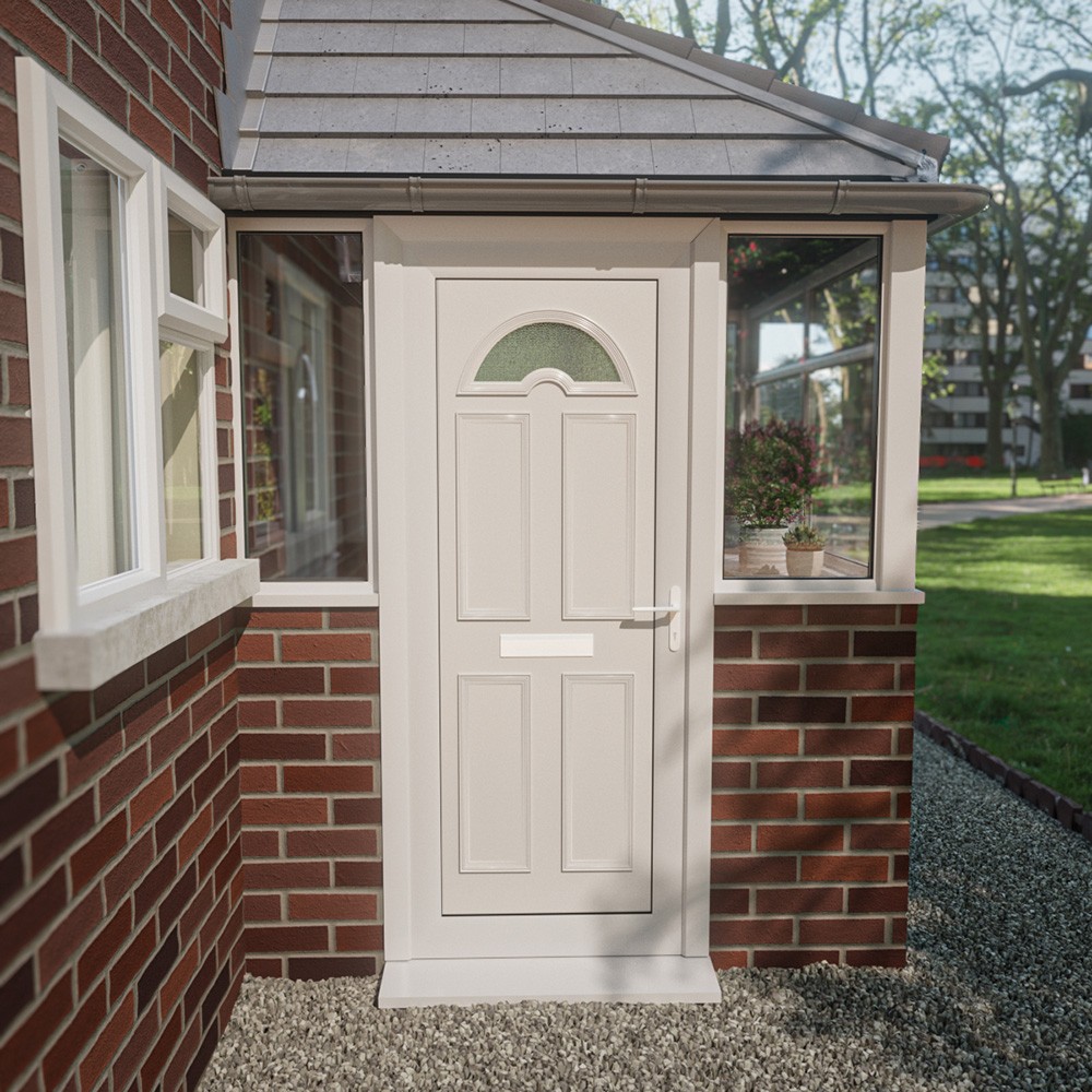Crystal Sandringham White uPVC Obscure Glass Front Door