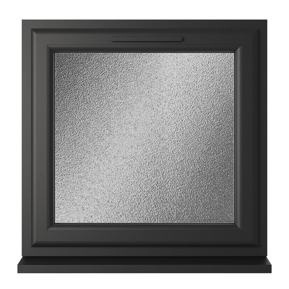 Crystal Top Opening Black/White uPVC Obscure Double Glazed Window