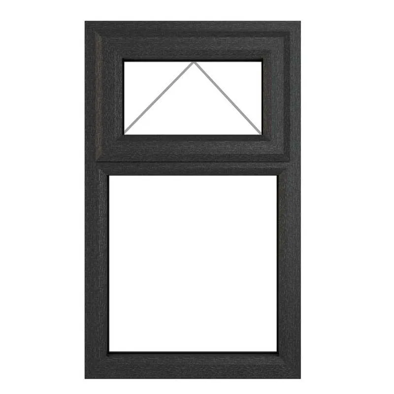 Crystal Top Hung Opening Over Fixed Light Grey uPVC Casement Clear ...
