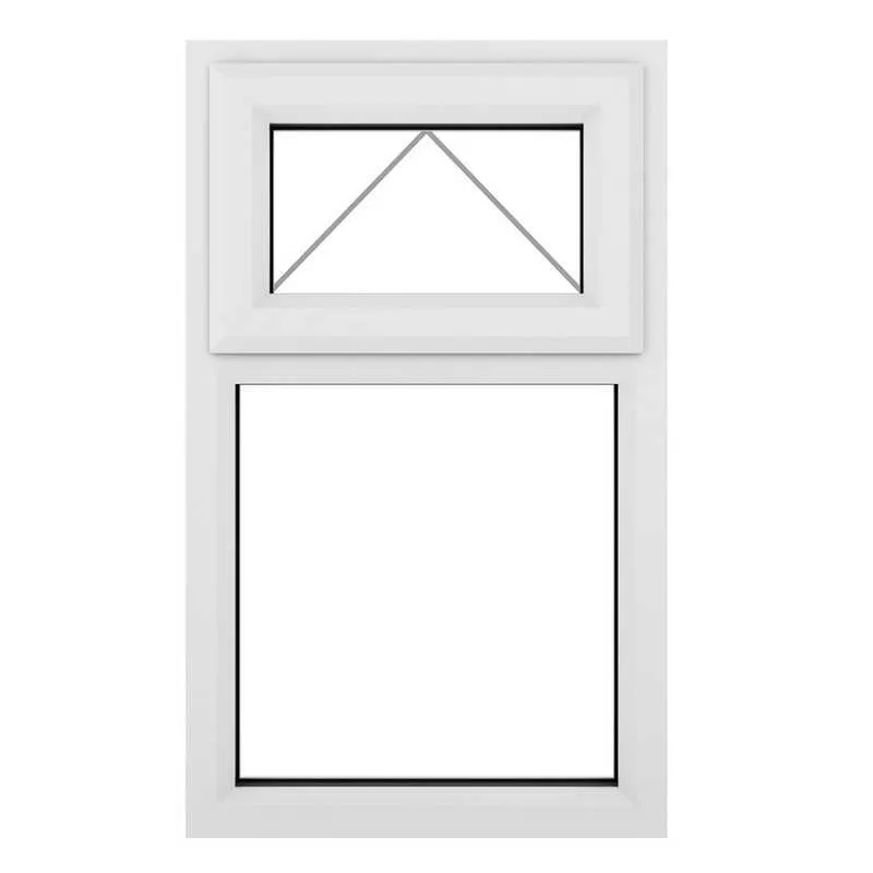 Crystal Top Hung Opening Over Fixed Light White uPVC Casement Clear ...