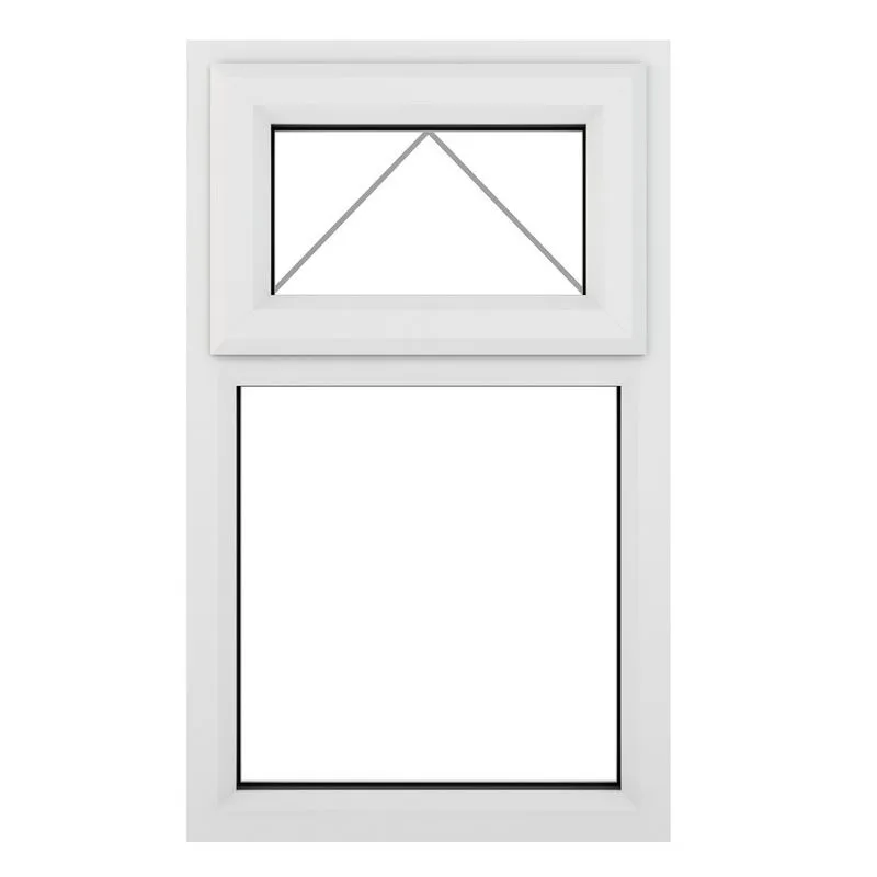 Crystal Top Hung Opening Over Fixed Light White uPVC Casement Clear ...