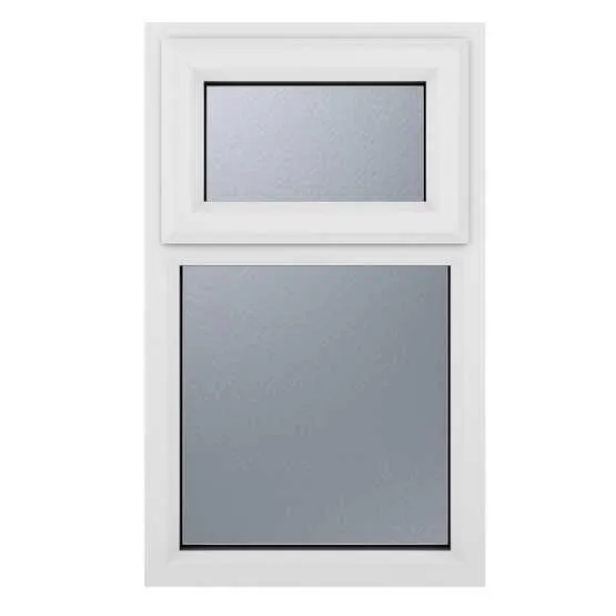 Crystal Top Hung Opening Over Fixed Light White uPVC Casement Obscure ...