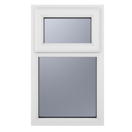 Crystal Top Hung Opening Over Fixed Light White uPVC Casement Obscure ...