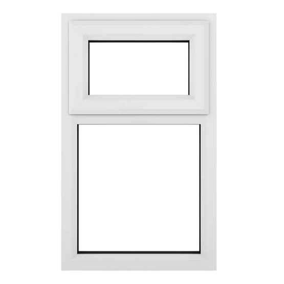 Crystal Top Hung Opening Over Fixed Light White uPVC Casement Clear ...