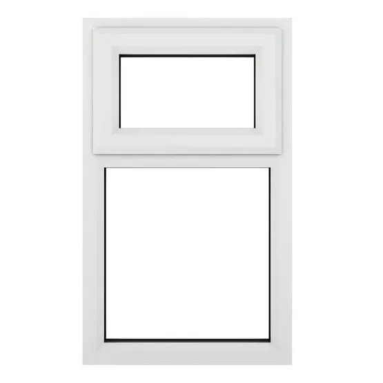 Crystal Top Hung Opening Over Fixed Light White uPVC Casement Clear ...