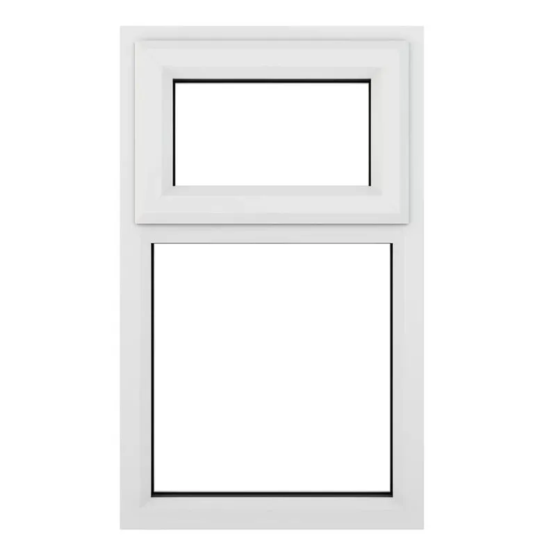 Crystal Top Hung Opening Over Fixed Light White uPVC Casement Clear ...