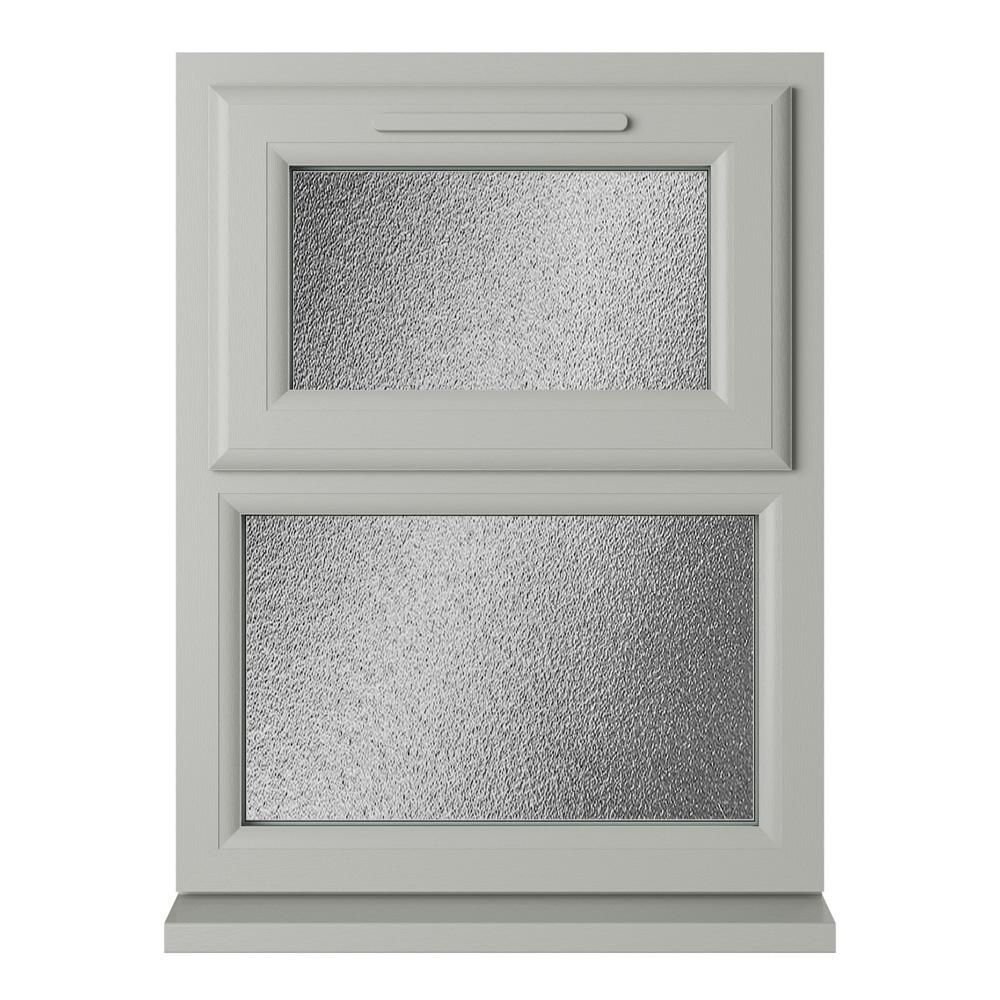 Crystal Top Hung Opening Over Fixed Light Agate Grey/White uPVC Obscure Double Glazed Window