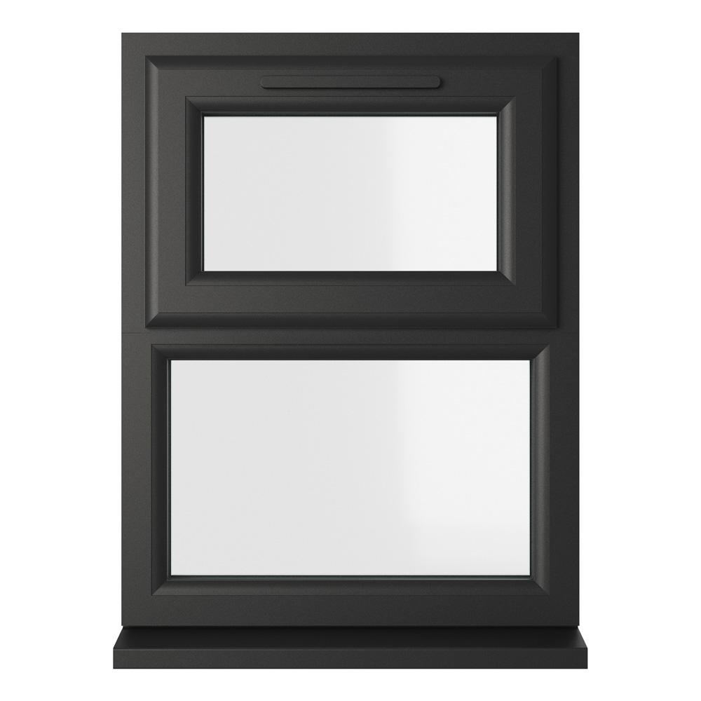 Crystal Top Hung Opening Over Fixed Light Black/White uPVC Clear Double Glazed Window
