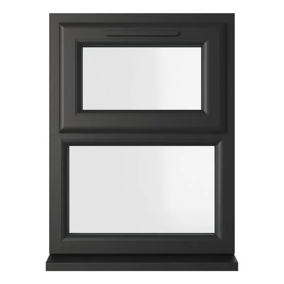 Window Clear Opening Crystal Top Hung Opening Over Fixed Light Black/White uPVC Clear Triple ...