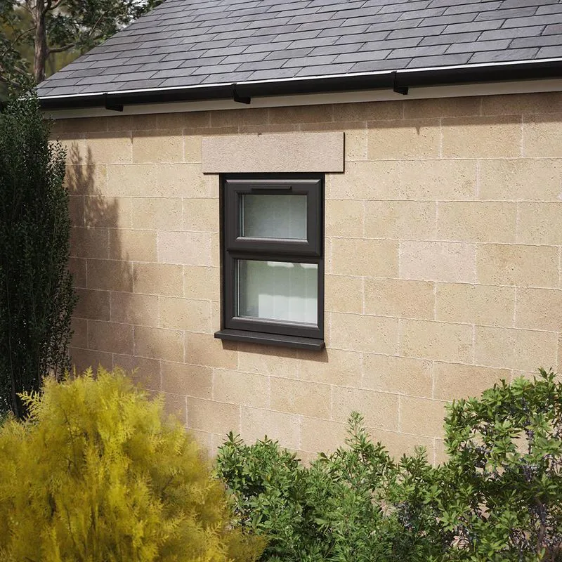 Crystal Top Hung Opening Over Fixed Light Black/White uPVC Obscure ...