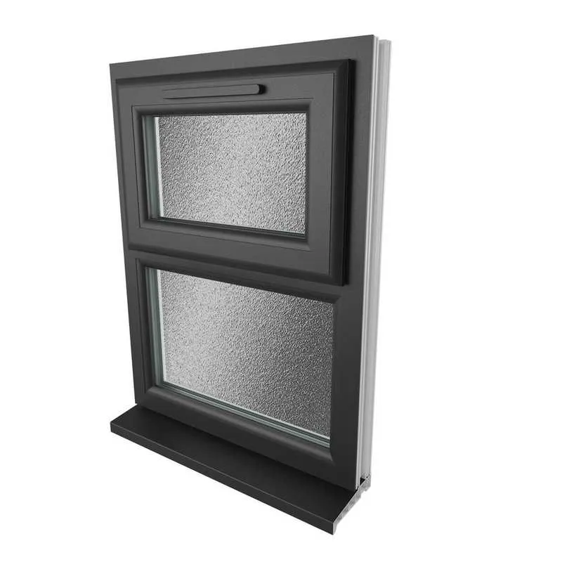 Crystal Top Hung Opening Over Fixed Light Black/White uPVC Obscure ...
