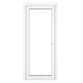 Crystal uPVC White Clear Glazed Full Glass Left Hand Open Single Door