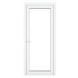 Crystal uPVC White Clear Glazed Full Glass Right Hand Open Single Door