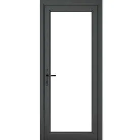 Crystal uPVC Grey Clear Glazed Full Glass Right Hand Open Single Door