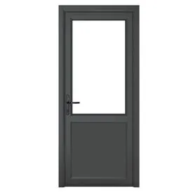 Crystal uPVC Grey Clear Glazed 2 Panel Right Hand Open Single Door