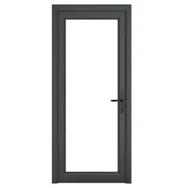 Crystal uPVC Grey Clear Glazed Full Glass Left Hand Open Single Door