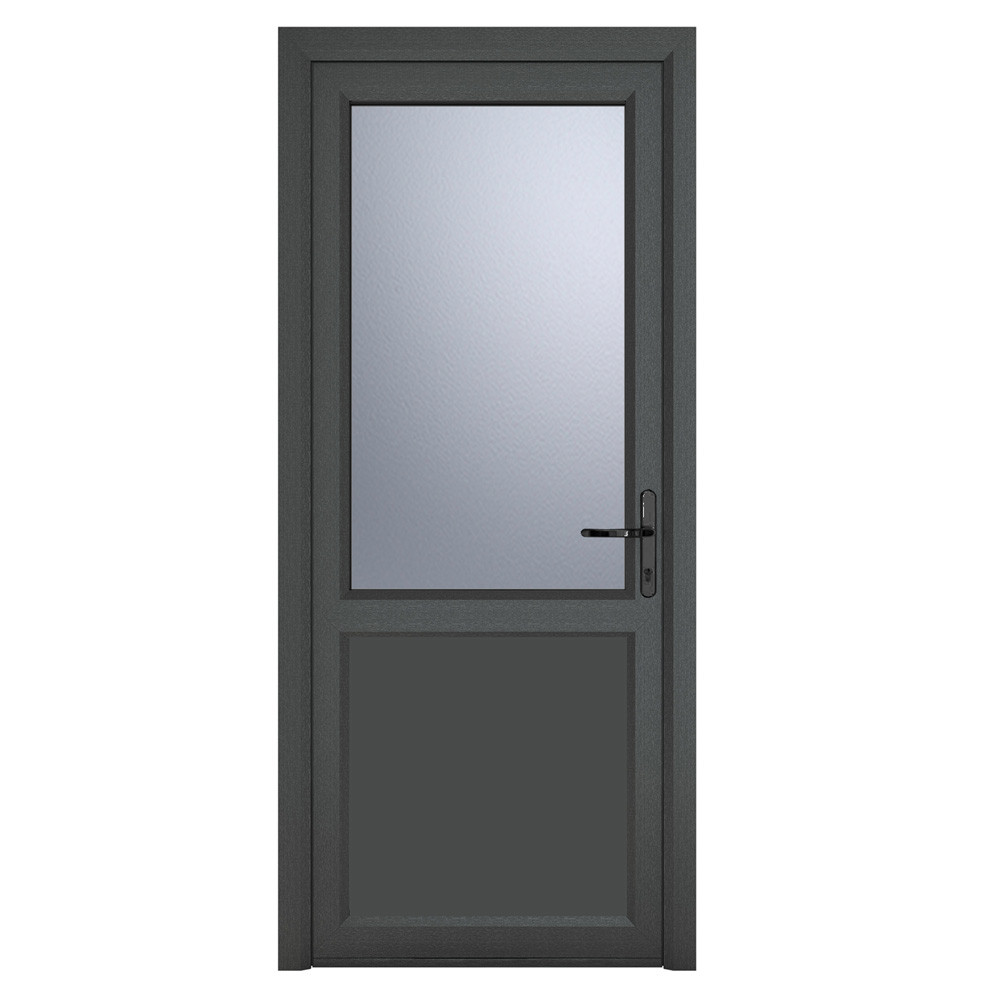 Crystal uPVC Grey Obscure Glazed 2 Panel Left Hand Open Single Door