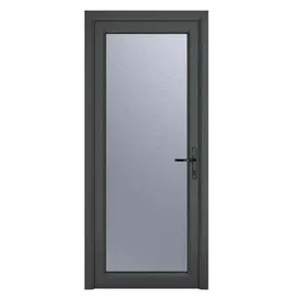 Crystal uPVC Grey Obscure Glazed Full Glass Left Hand Open Single Door