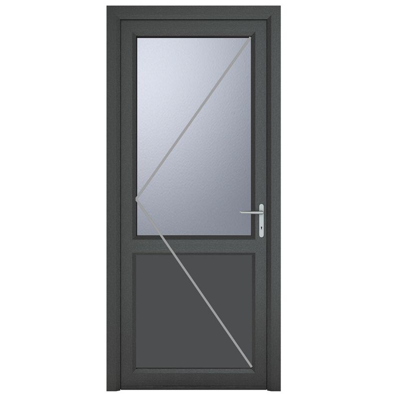 Crystal uPVC Grey Obscure Glazed 2 Panel Left Hand Open Single Door