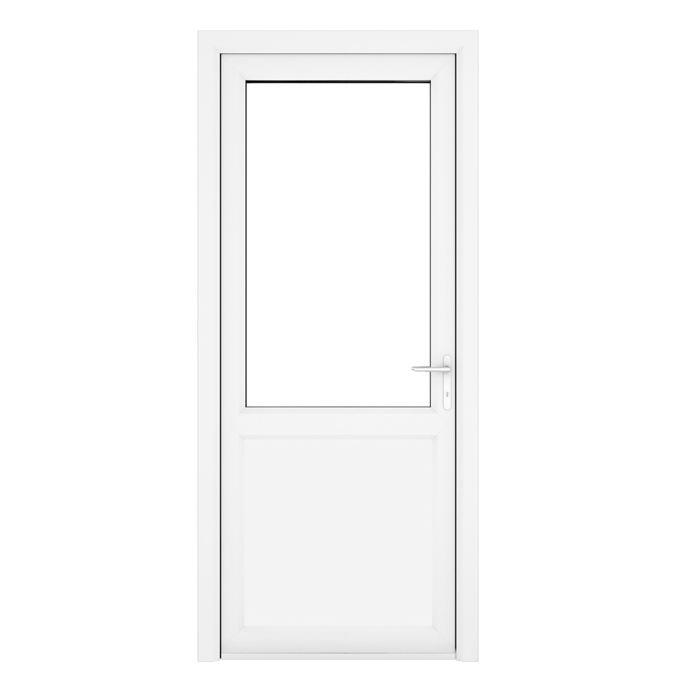 Crystal uPVC White Clear Glazed 2 Panel Left Hand Open Single Door