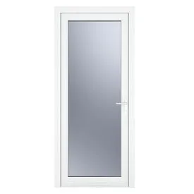 Crystal uPVC White Obscure Glazed Full Glass Left Hand Open Single Door