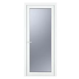 Crystal uPVC White Obscure Glazed Full Glass Right Hand Open Single Door