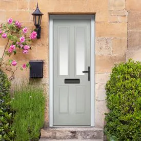 Crystal Carnoustie 4 Panel Agate Grey GRP Fully Finished Stippolyte Glass 2 Light External Door