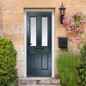 Crystal Carnoustie 4 Panel Anthracite Grey GRP Fully Finished Clear Glass 2 Light External Door