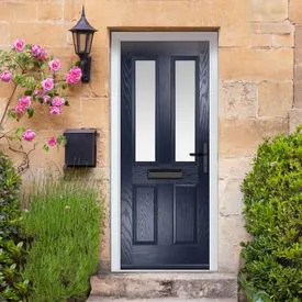 Crystal Carnoustie 4 Panel Blue GRP Fully Finished Stippolyte Glass 2 Light External Door