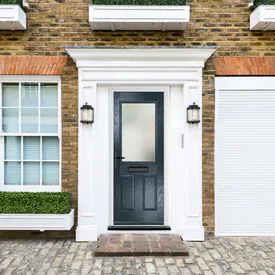 Crystal Lytham 3 Panel Anthracite Grey GRP Fully Finished Stippolyte Glass 1 light External Door