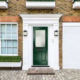 Crystal Lytham 3 Panel Green GRP Fully Finished Stippolyte Glass 1 light External Door
