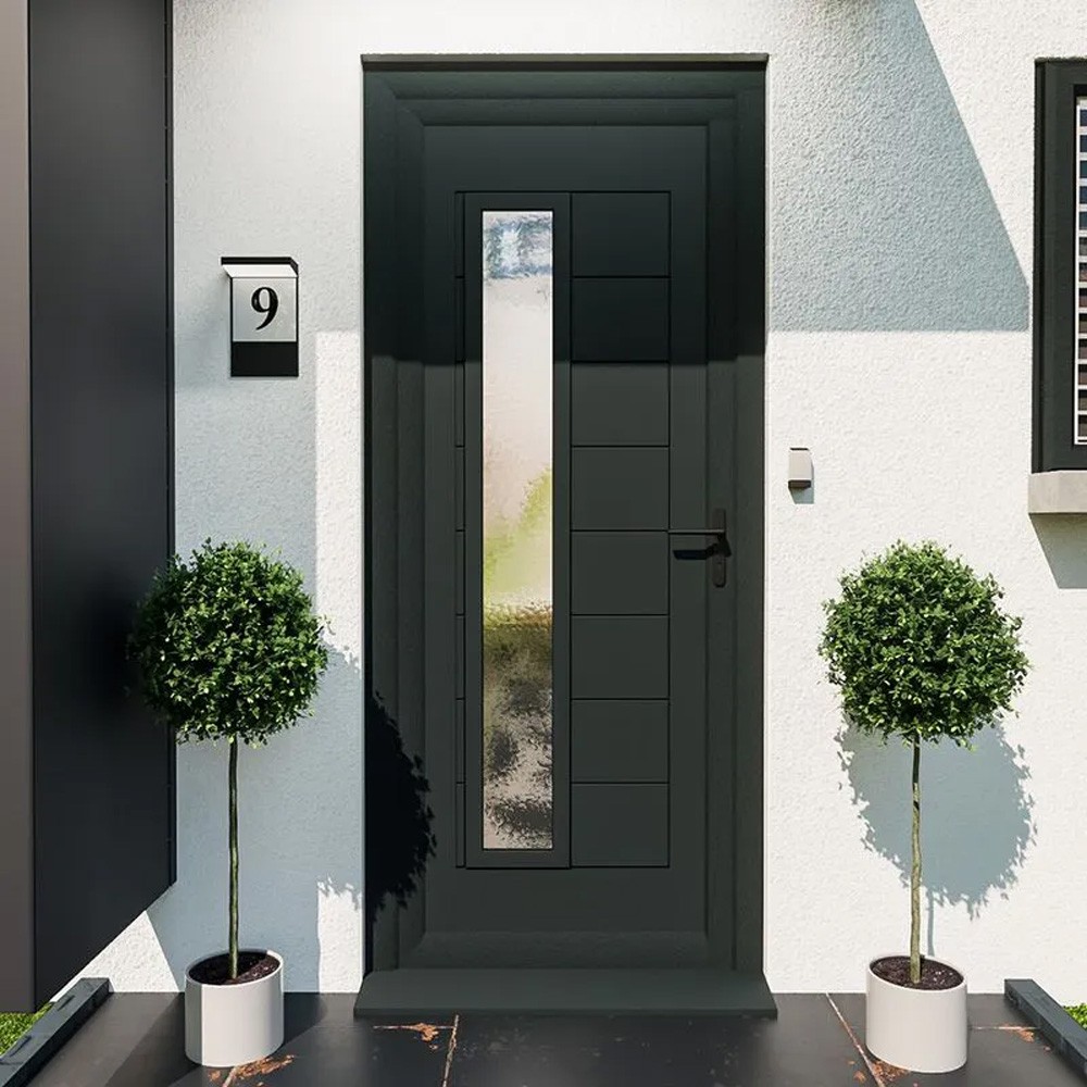 Crystal Monaco Grey uPVC 1 Obscure Glass Front Door