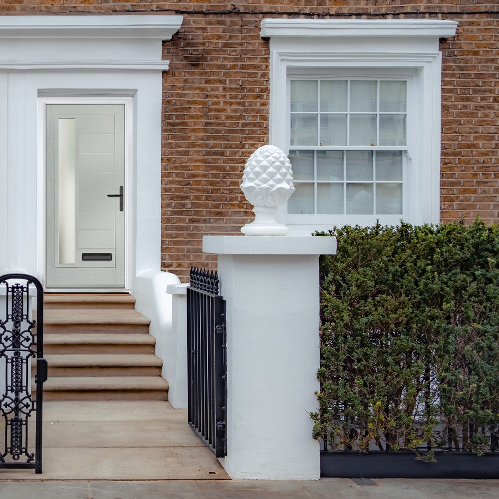 Crystal Monza Agate Grey GRP Fully Finished Stippolyte Glass 1 Light External Door