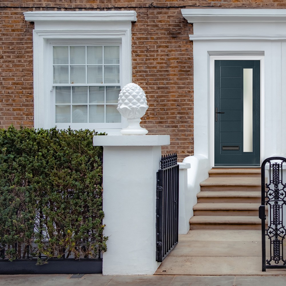 Crystal Monza Anthracite Grey GRP Fully Finished Stippolyte Glass 1 Light External Door