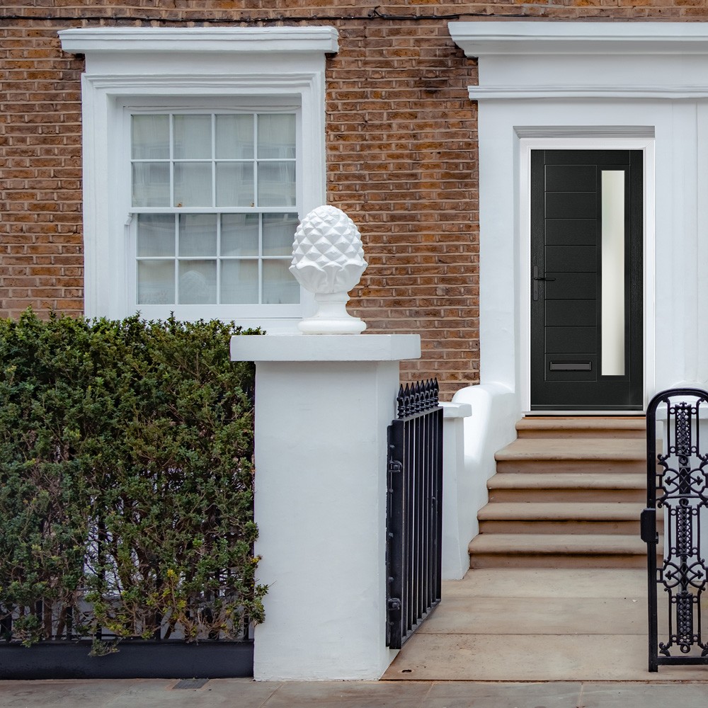 Crystal Monza Black GRP Fully Finished Clear Glass 1 Light External Door